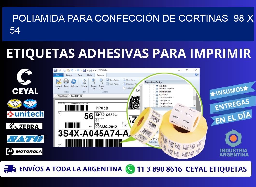 POLIAMIDA PARA CONFECCIÓN DE CORTINAS  98 x 54