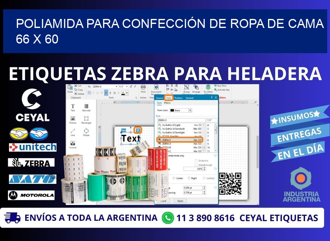 POLIAMIDA PARA CONFECCIÓN DE ROPA DE CAMA 66 x 60