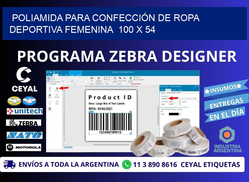 POLIAMIDA PARA CONFECCIÓN DE ROPA DEPORTIVA FEMENINA 100 x 54