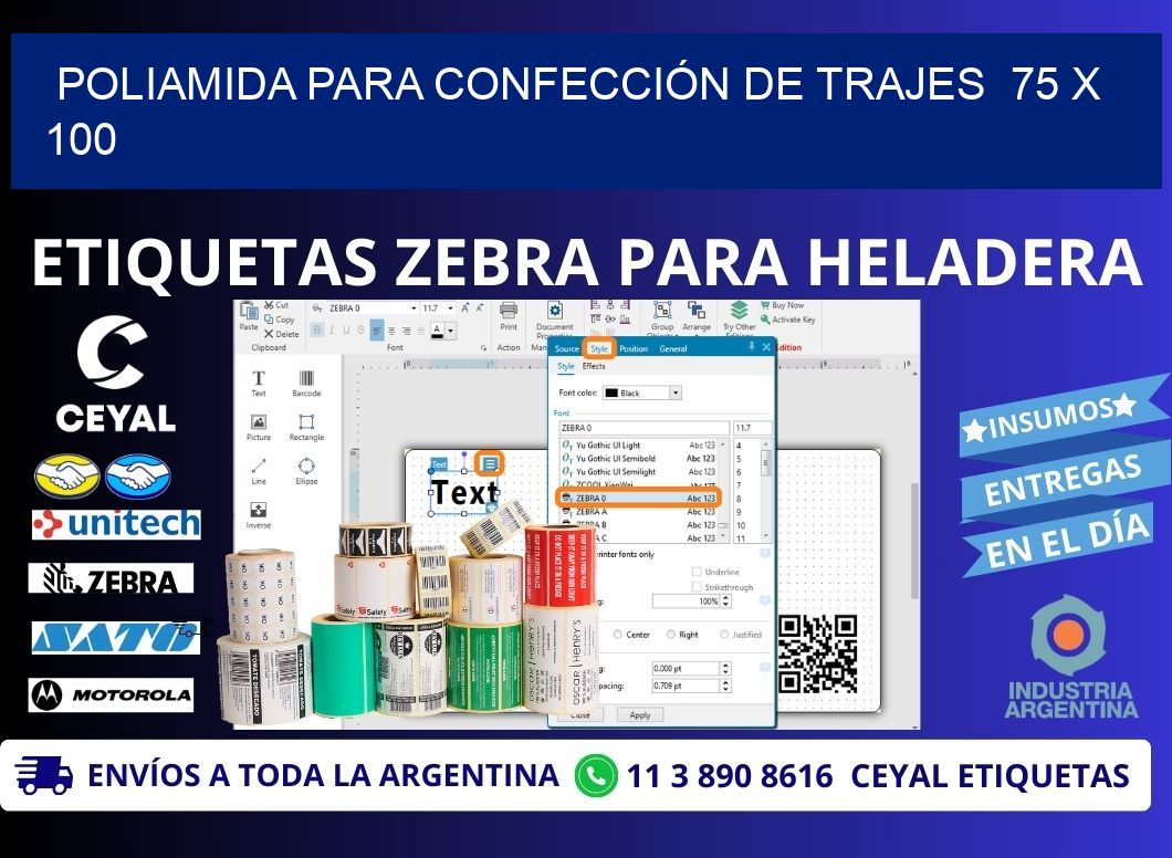 POLIAMIDA PARA CONFECCIÓN DE TRAJES  75 x 100