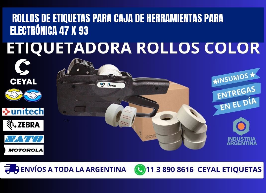 ROLLOS DE ETIQUETAS PARA CAJA DE HERRAMIENTAS PARA ELECTRÓNICA 47 x 93