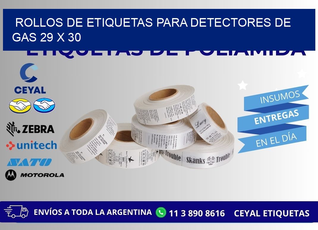 ROLLOS DE ETIQUETAS PARA DETECTORES DE GAS 29 x 30