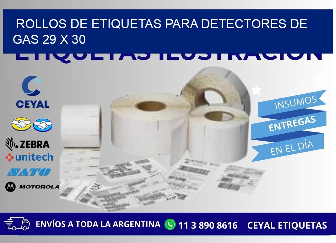 ROLLOS DE ETIQUETAS PARA DETECTORES DE GAS 29 x 30