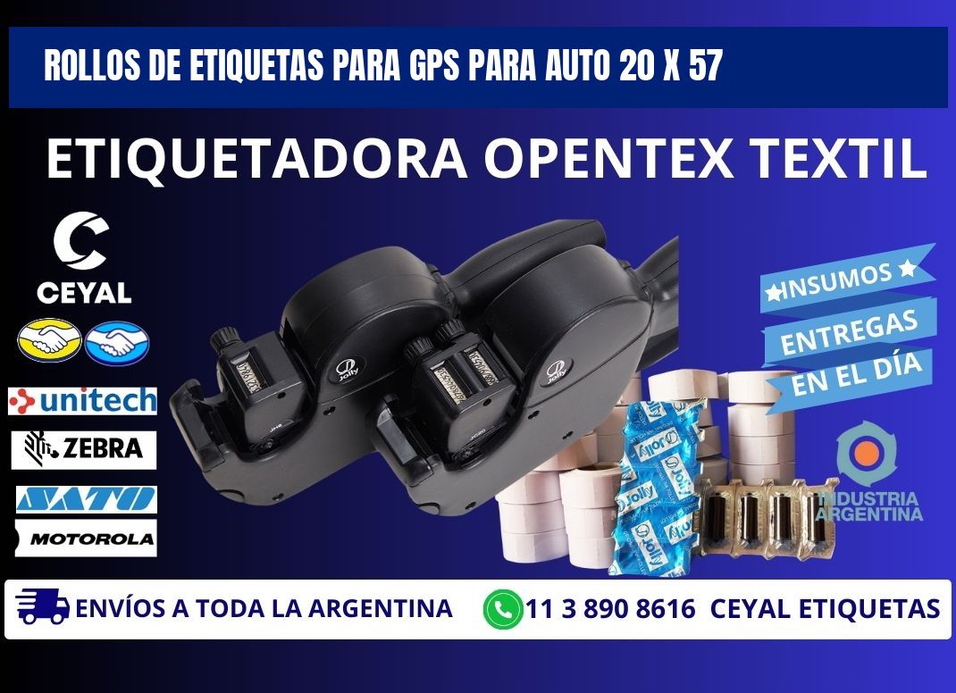 ROLLOS DE ETIQUETAS PARA GPS PARA AUTO 20 x 57