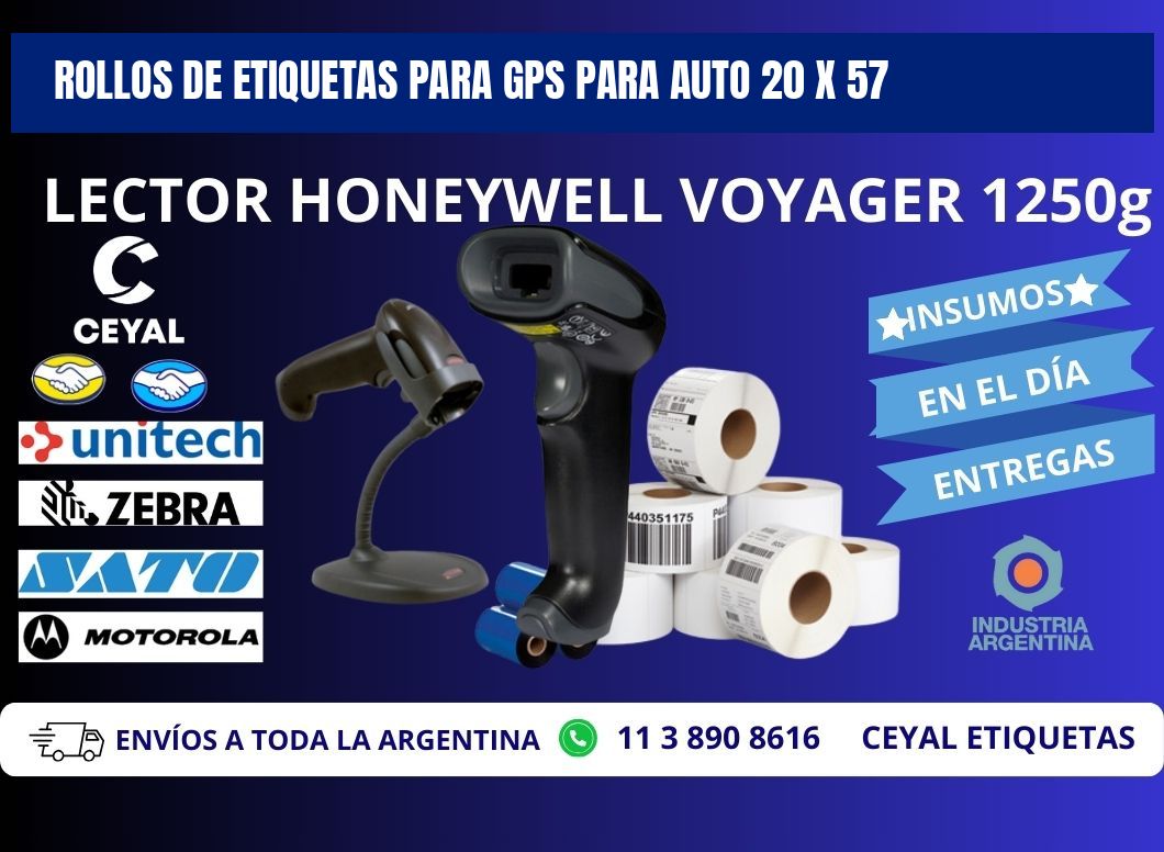 ROLLOS DE ETIQUETAS PARA GPS PARA AUTO 20 x 57