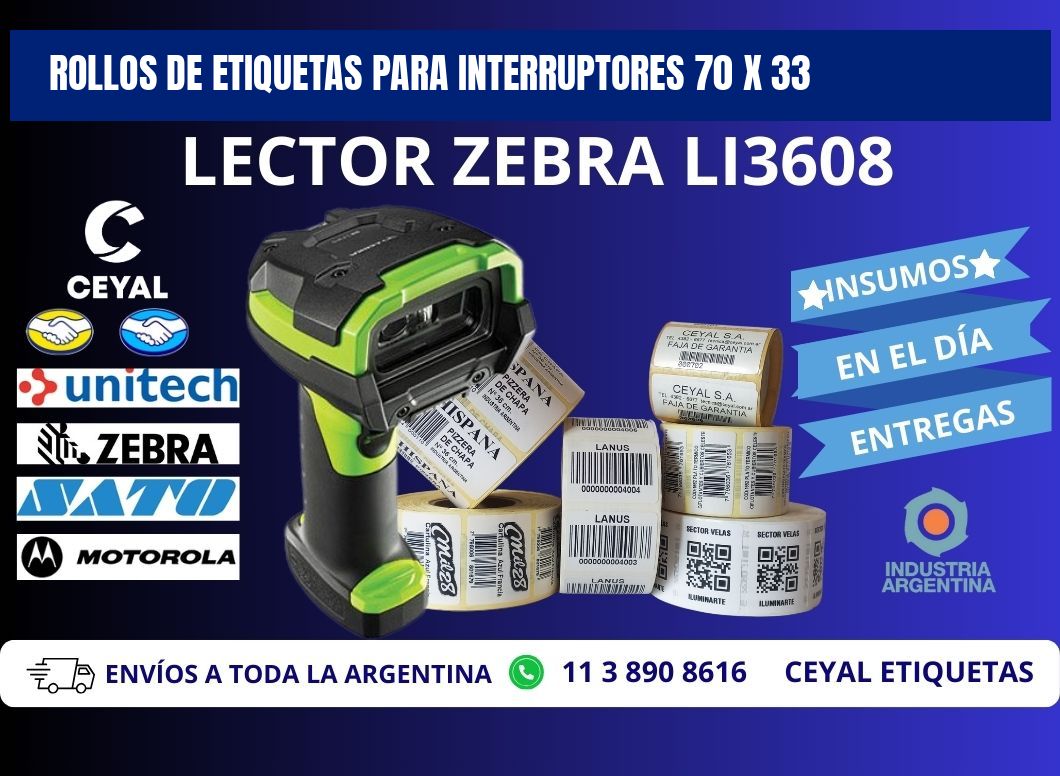 ROLLOS DE ETIQUETAS PARA INTERRUPTORES 70 x 33