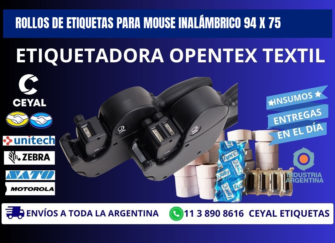 ROLLOS DE ETIQUETAS PARA MOUSE INALÁMBRICO 94 x 75