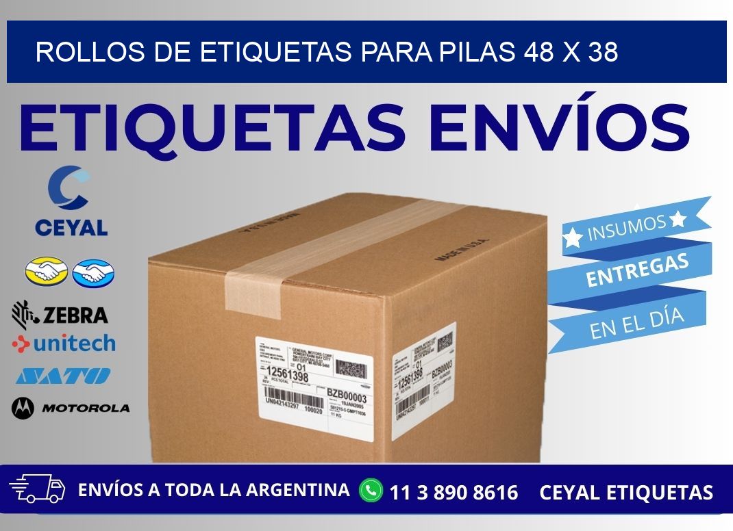 ROLLOS DE ETIQUETAS PARA PILAS 48 x 38
