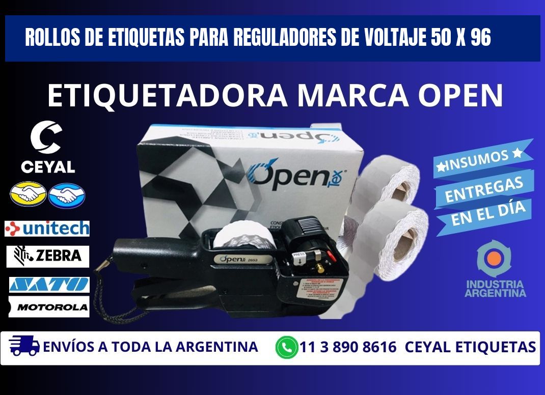 ROLLOS DE ETIQUETAS PARA REGULADORES DE VOLTAJE 50 x 96