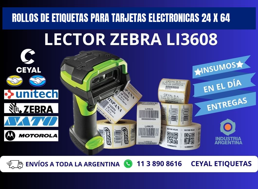 ROLLOS DE ETIQUETAS PARA TARJETAS ELECTRONICAS 24 x 64