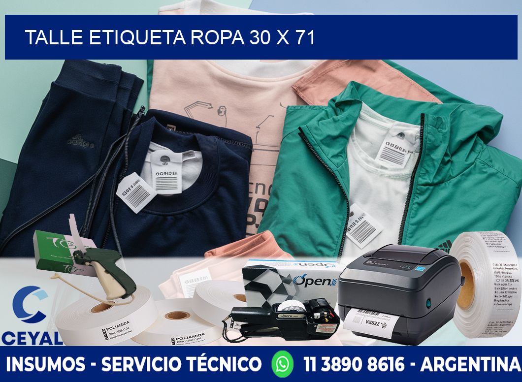 TALLE ETIQUETA ROPA 30 x 71
