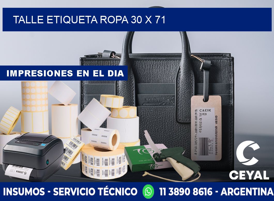 TALLE ETIQUETA ROPA 30 x 71