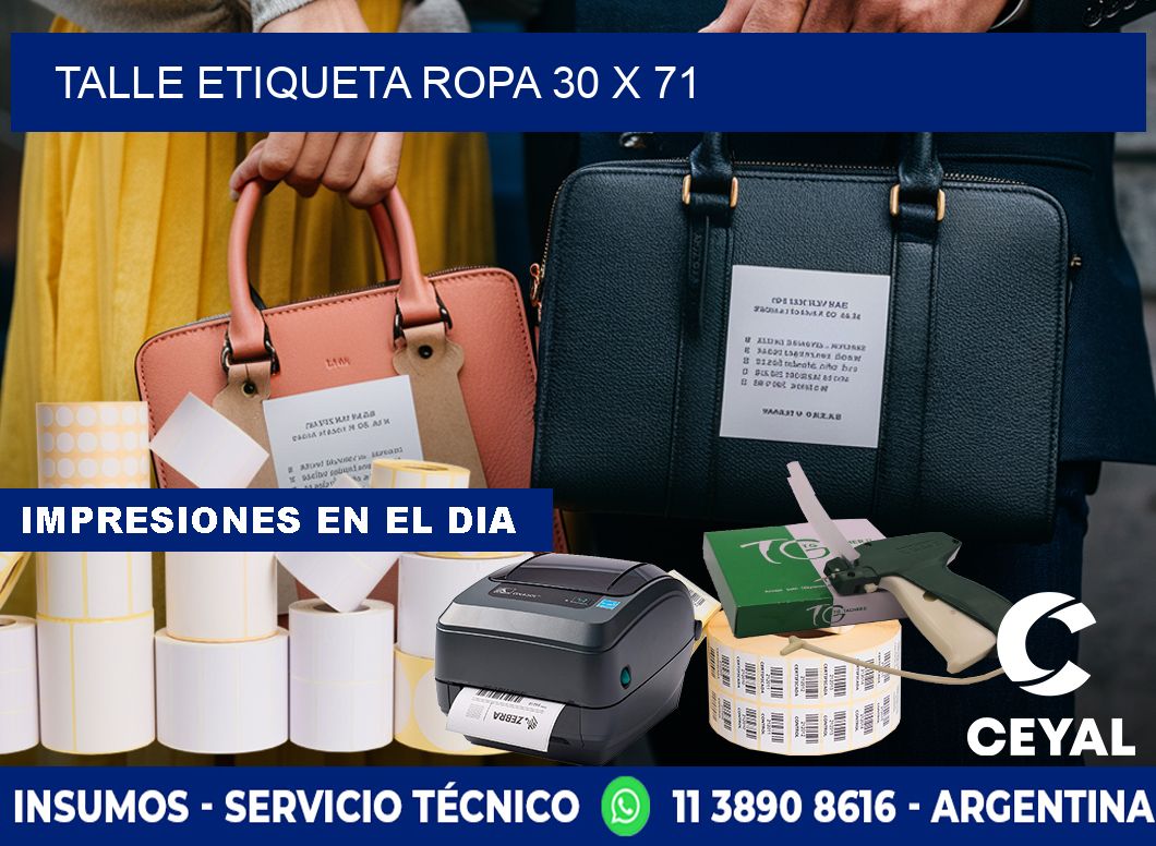 TALLE ETIQUETA ROPA 30 x 71