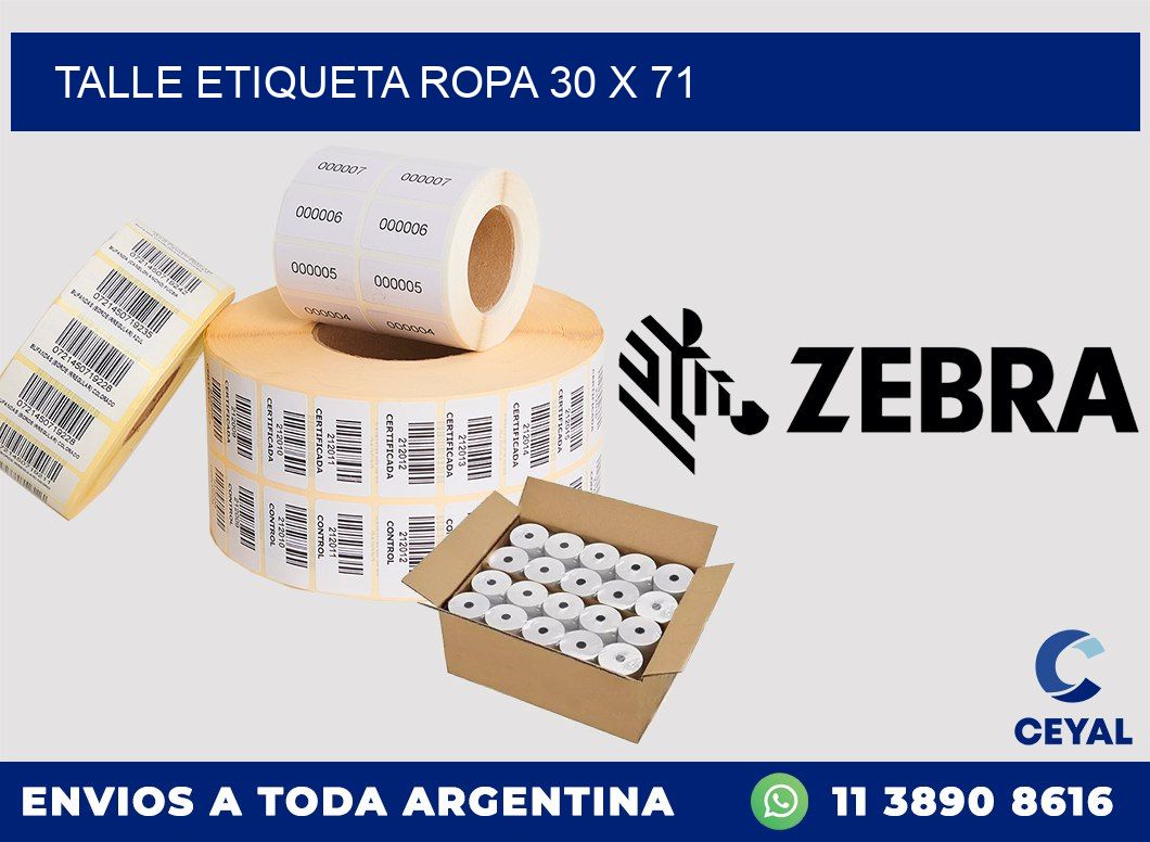 TALLE ETIQUETA ROPA 30 x 71