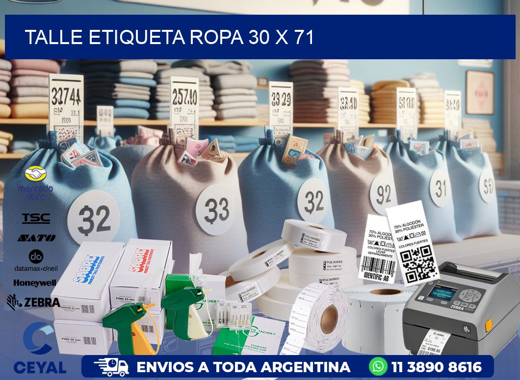 TALLE ETIQUETA ROPA 30 x 71
