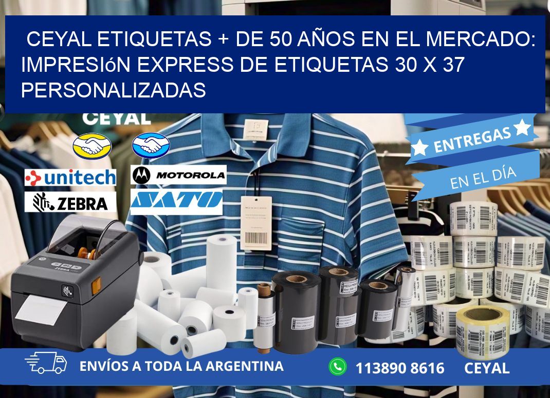 CEYAL ETIQUETAS + DE 50 AÑOS EN EL MERCADO: Impresión Express de Etiquetas 30 x 37 Personalizadas