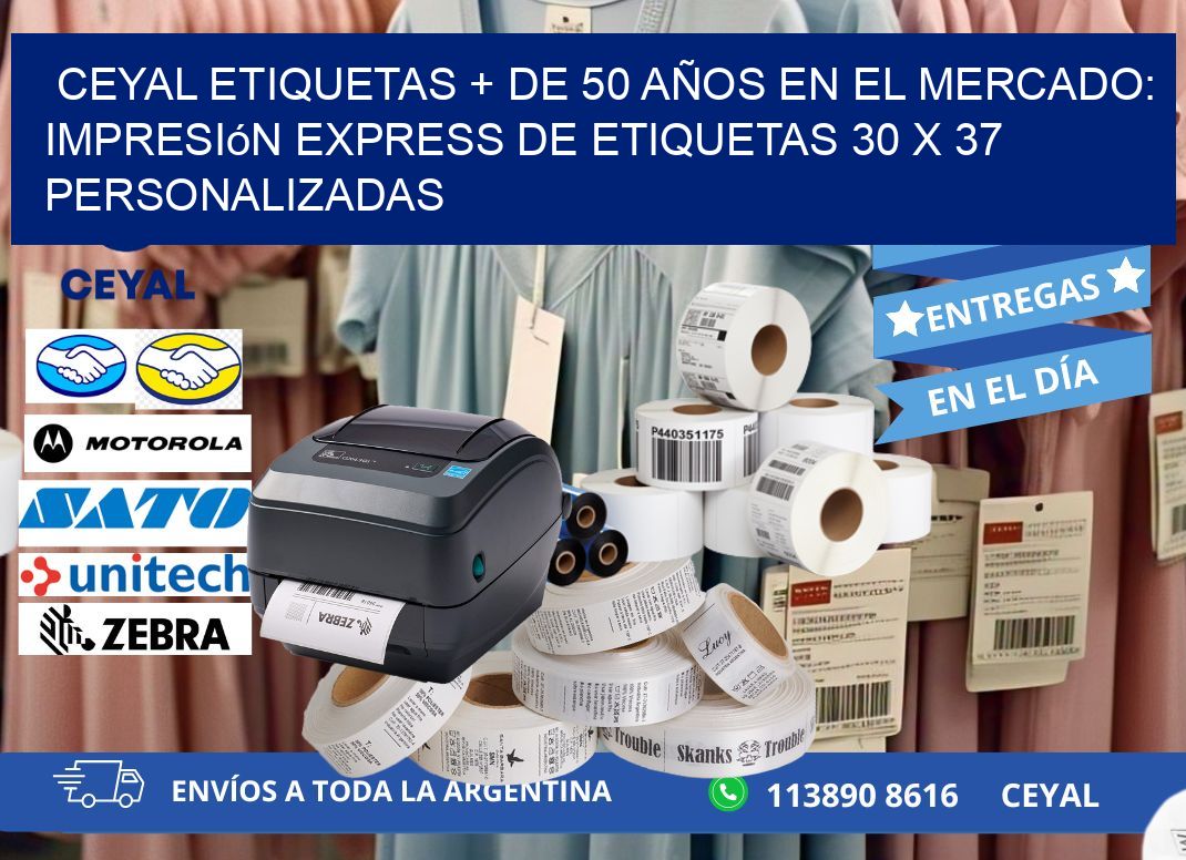 CEYAL ETIQUETAS + DE 50 AÑOS EN EL MERCADO: Impresión Express de Etiquetas 30 x 37 Personalizadas