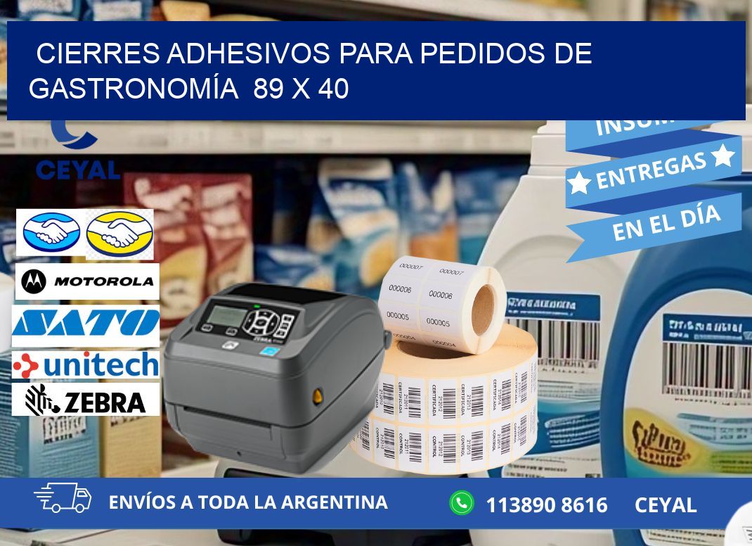 CIERRES ADHESIVOS PARA PEDIDOS DE GASTRONOMÍA  89 x 40