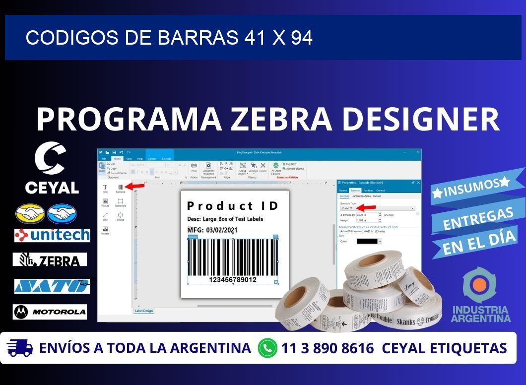 CODIGOS DE BARRAS 41 x 94