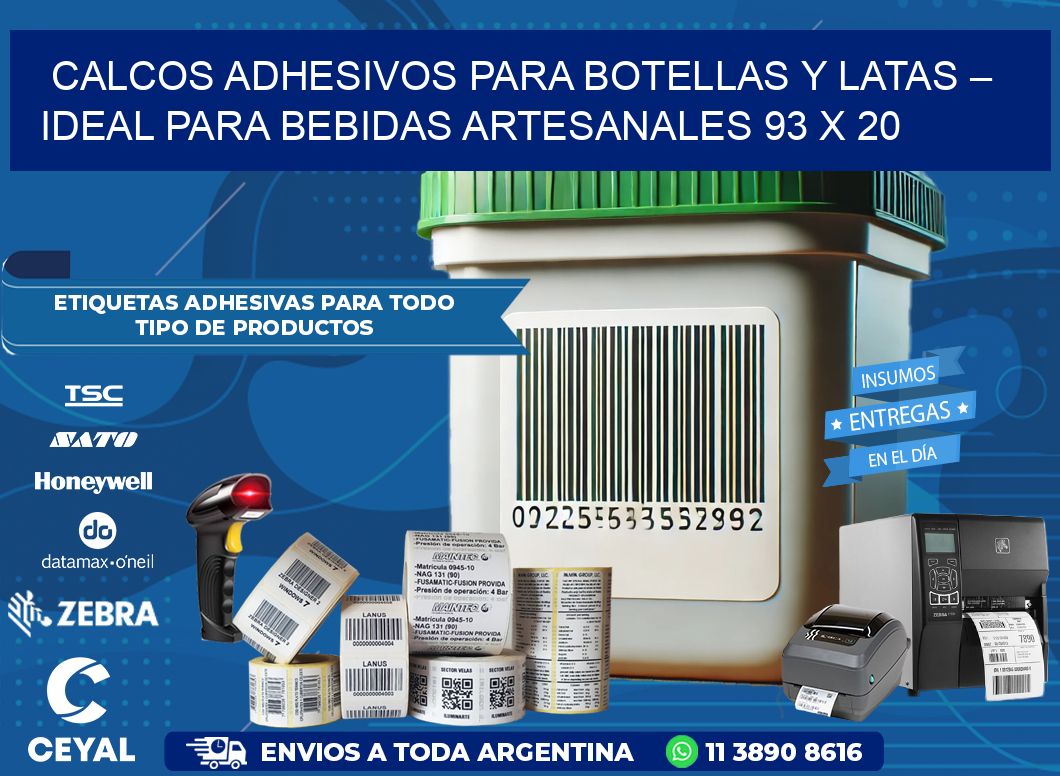 Calcos Adhesivos para Botellas y Latas – Ideal para Bebidas Artesanales 93 x 20