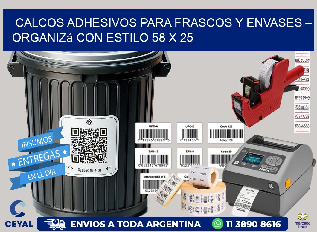 Calcos Adhesivos para Frascos y Envases – Organizá con Estilo 58 x 25