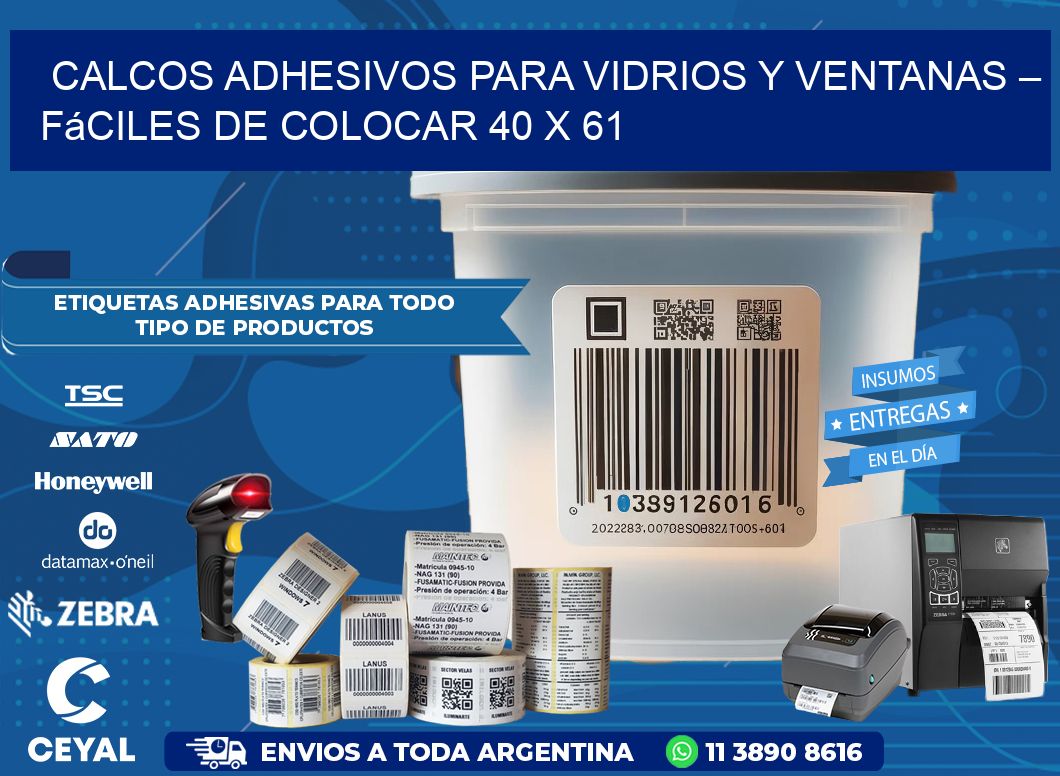 Calcos Adhesivos para Vidrios y Ventanas – Fáciles de Colocar 40 x 61