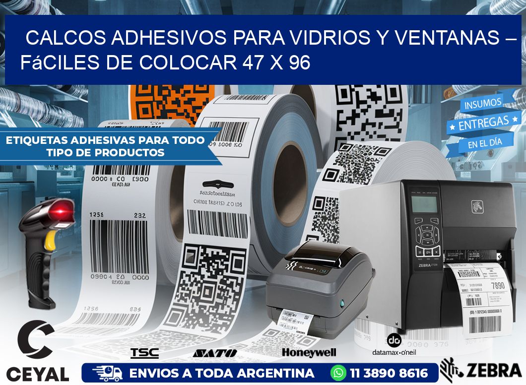 Calcos Adhesivos para Vidrios y Ventanas – Fáciles de Colocar 47 x 96