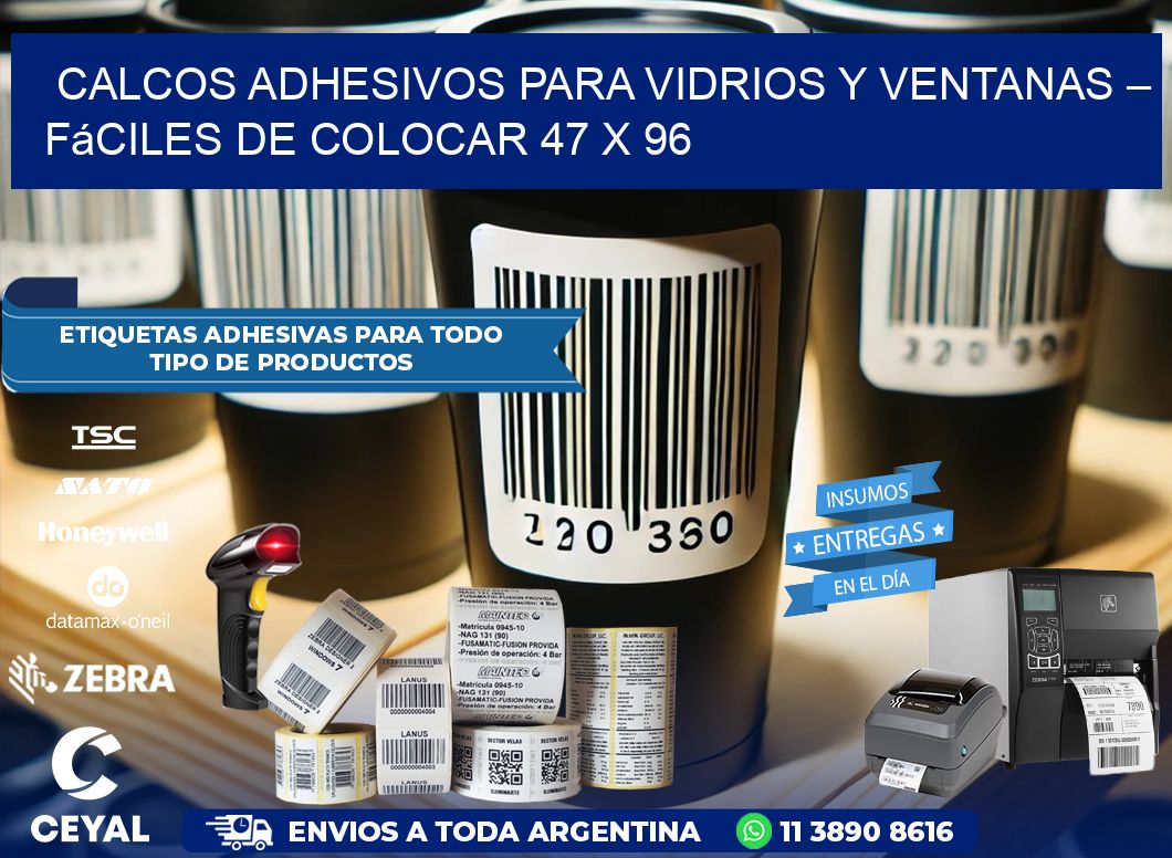 Calcos Adhesivos para Vidrios y Ventanas – Fáciles de Colocar 47 x 96