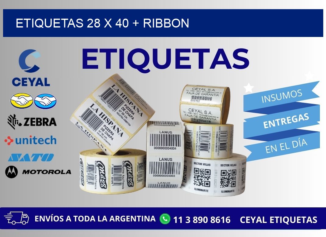 ETIQUETAS 28 x 40 + RIBBON