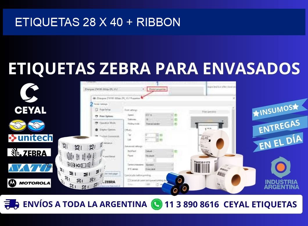ETIQUETAS 28 x 40 + RIBBON