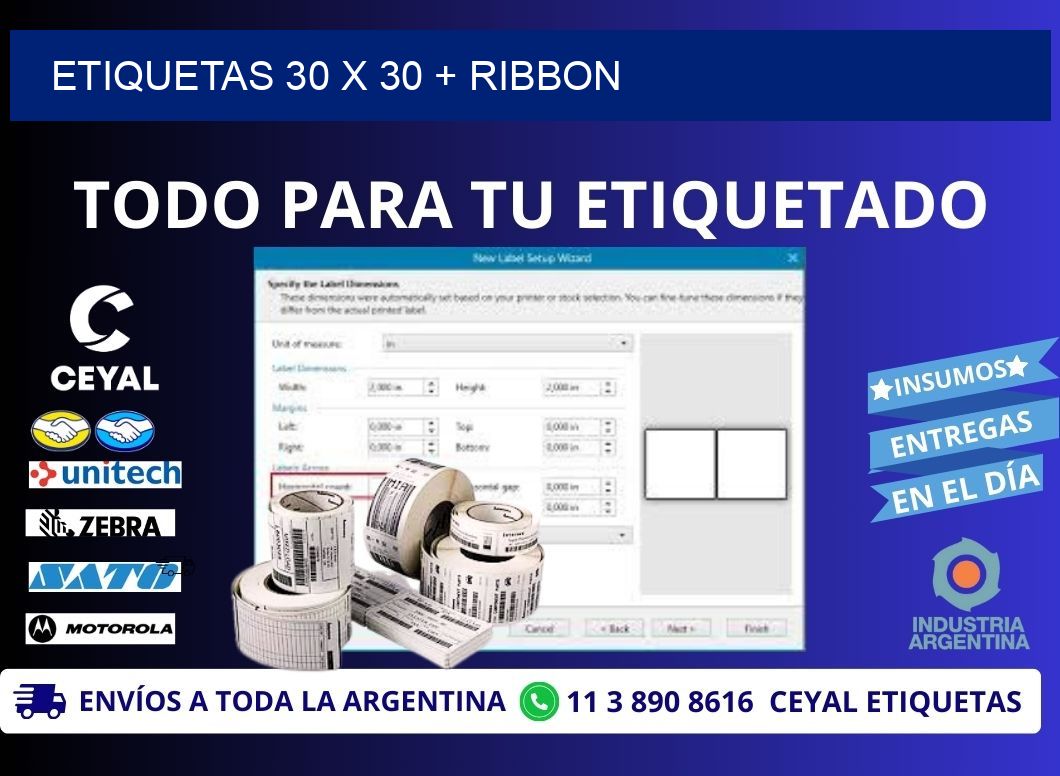 ETIQUETAS 30 x 30 + RIBBON
