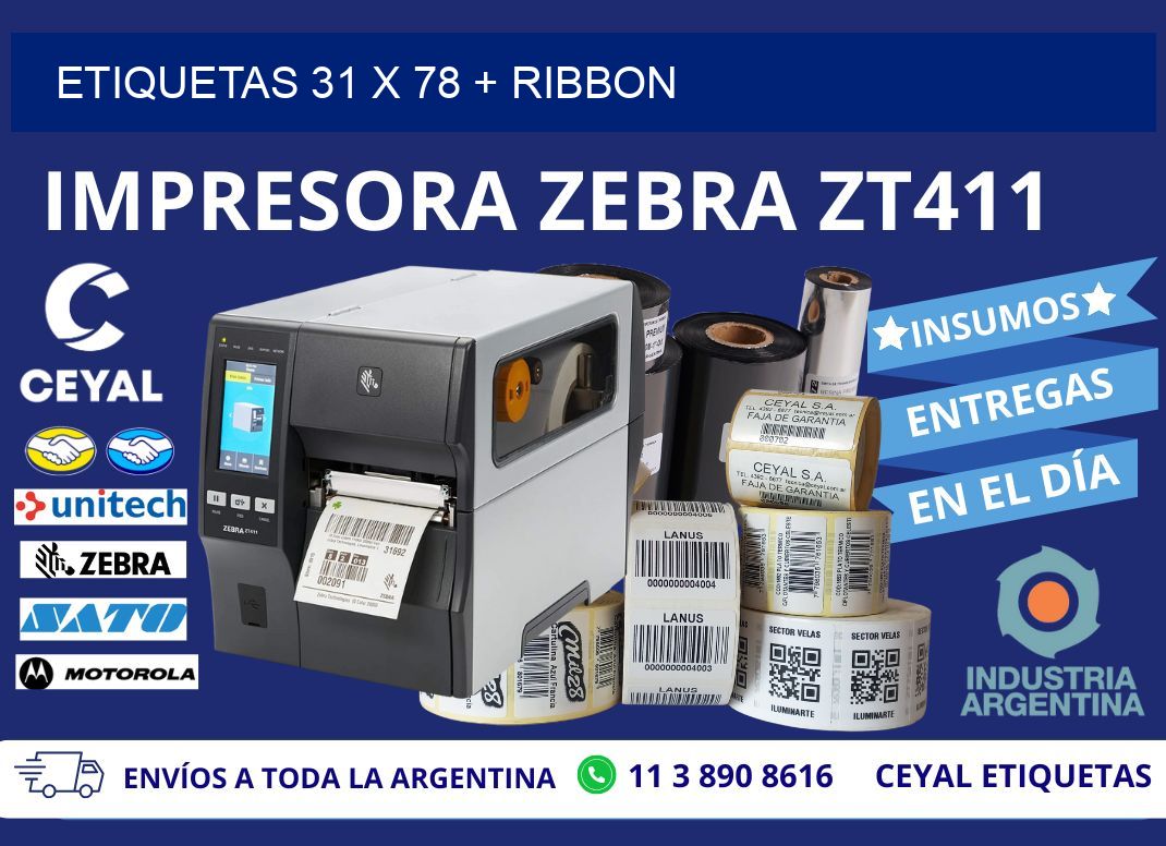 ETIQUETAS 31 x 78 + RIBBON