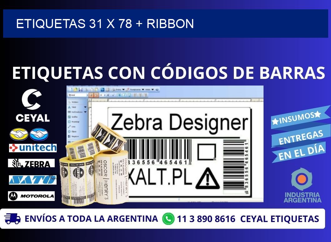 ETIQUETAS 31 x 78 + RIBBON