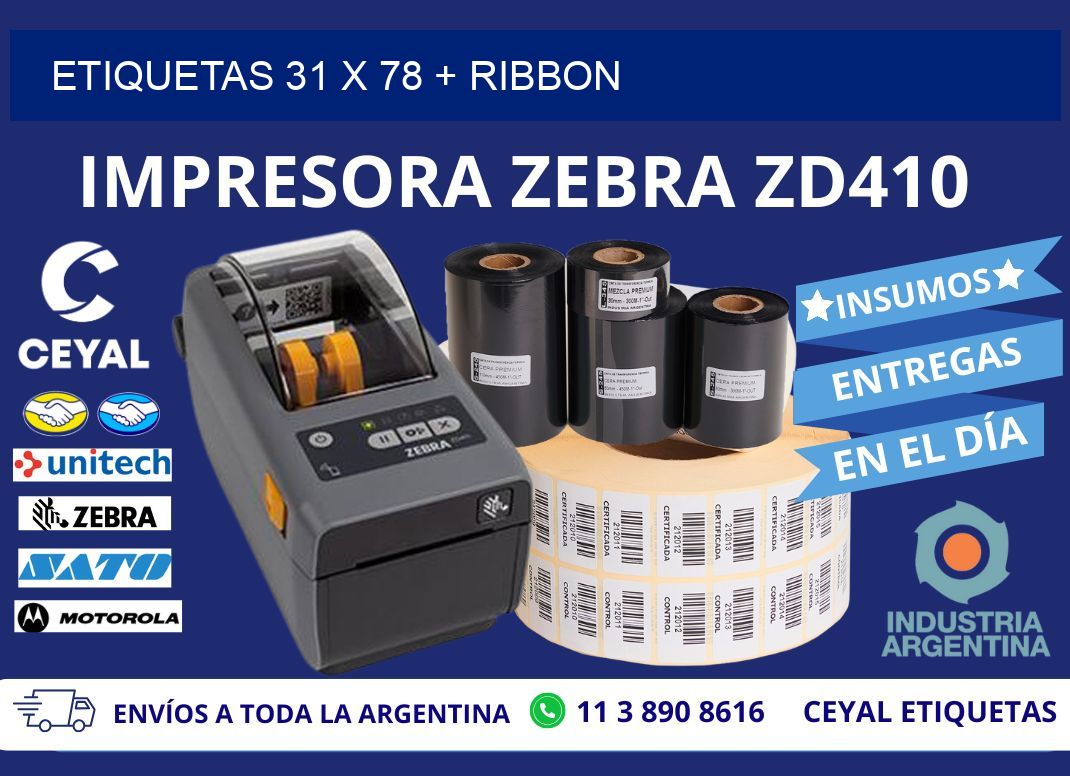 ETIQUETAS 31 x 78 + RIBBON
