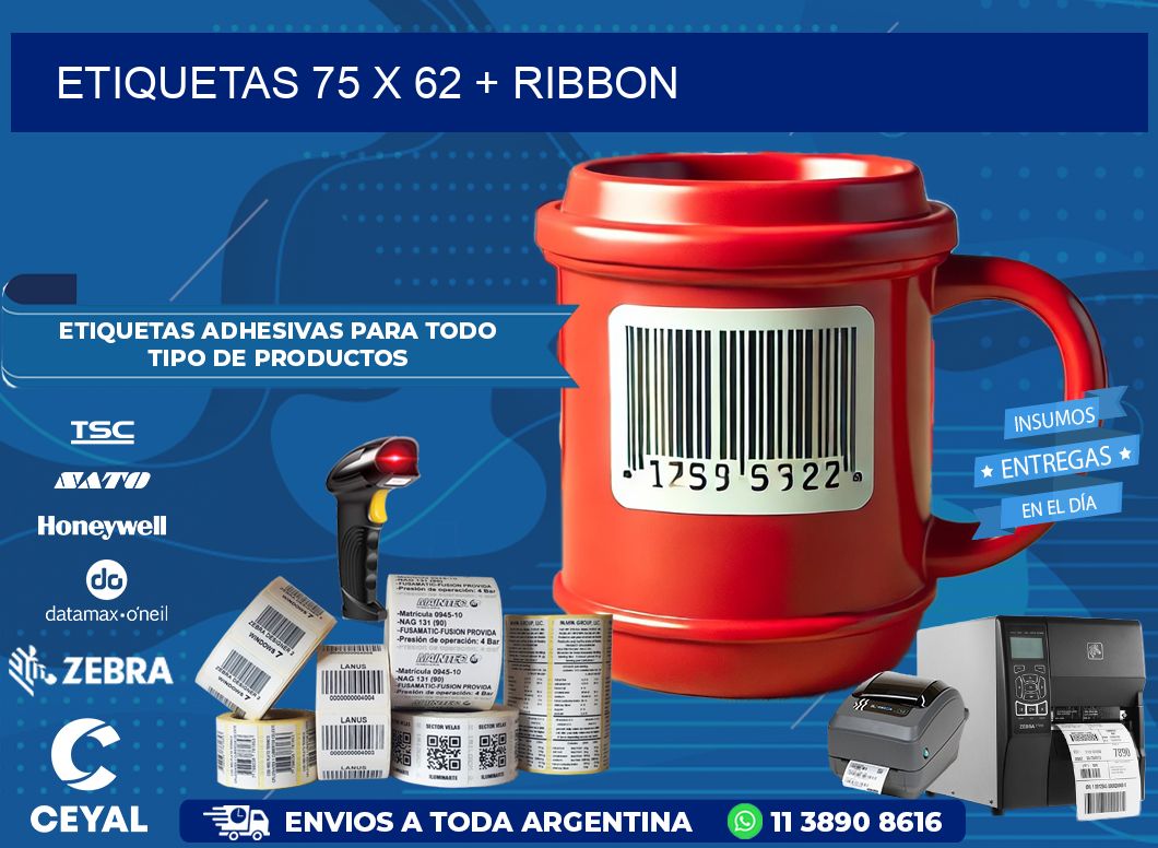 ETIQUETAS 75 x 62 + RIBBON