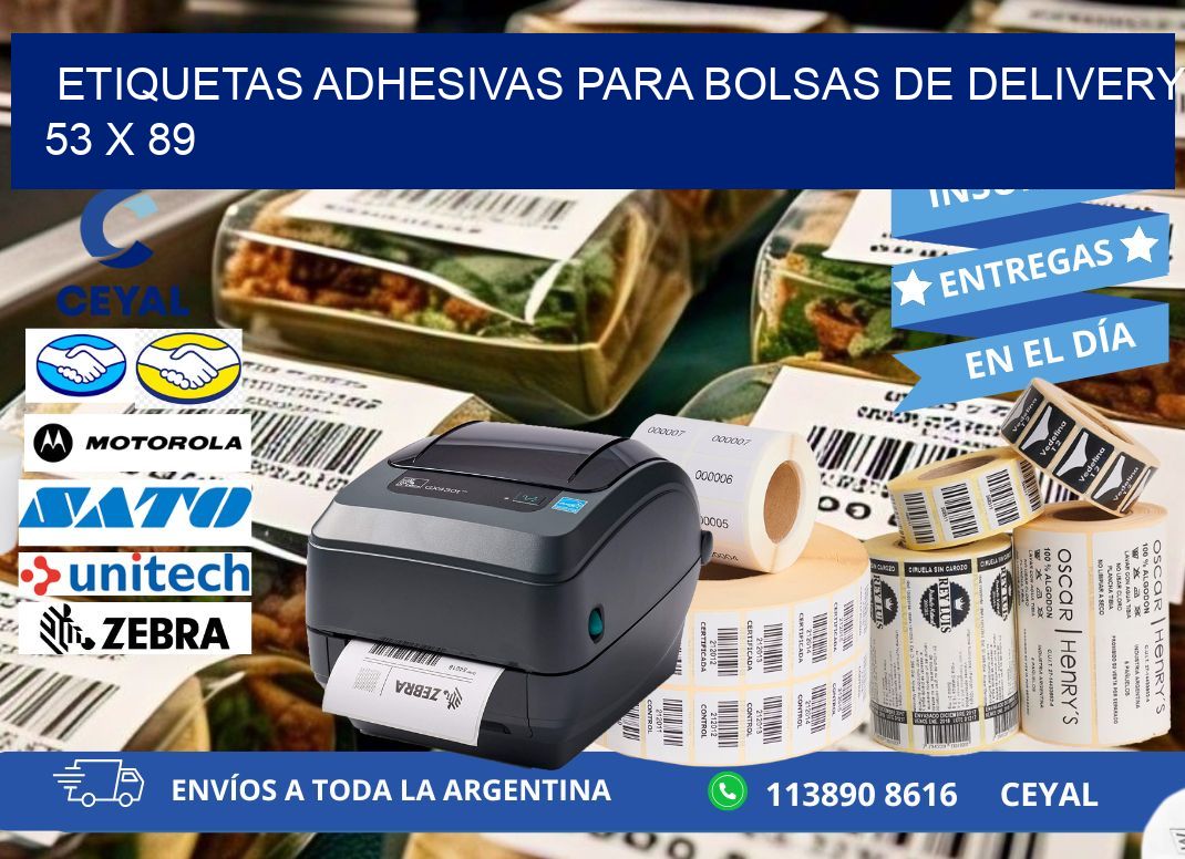ETIQUETAS ADHESIVAS PARA BOLSAS DE DELIVERY 53 x 89