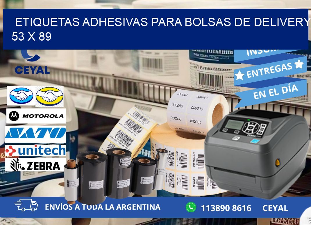 ETIQUETAS ADHESIVAS PARA BOLSAS DE DELIVERY 53 x 89