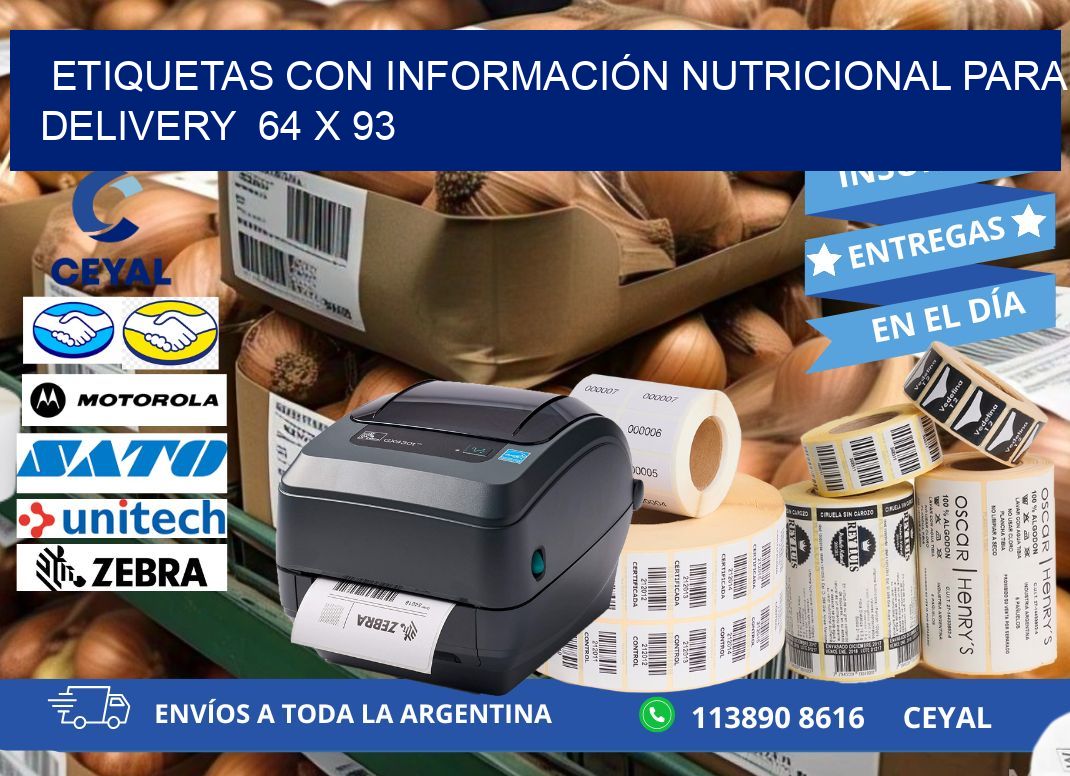 ETIQUETAS CON INFORMACIÓN NUTRICIONAL PARA DELIVERY 64 x 93