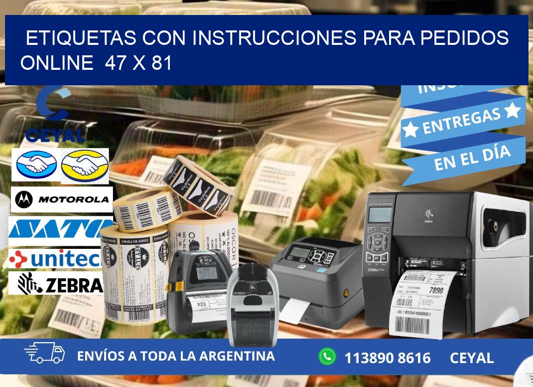 ETIQUETAS CON INSTRUCCIONES PARA PEDIDOS ONLINE 47 x 81