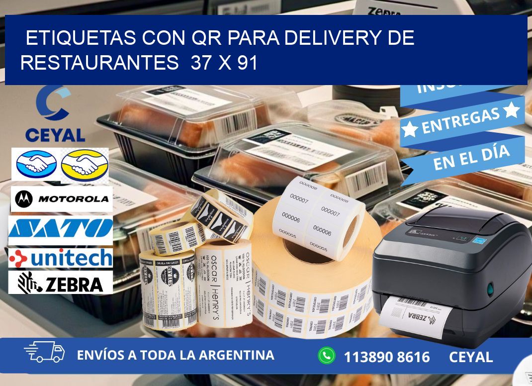 ETIQUETAS CON QR PARA DELIVERY DE RESTAURANTES 37 x 91