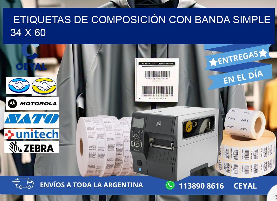 ETIQUETAS DE COMPOSICIÓN CON BANDA SIMPLE 34 x 60