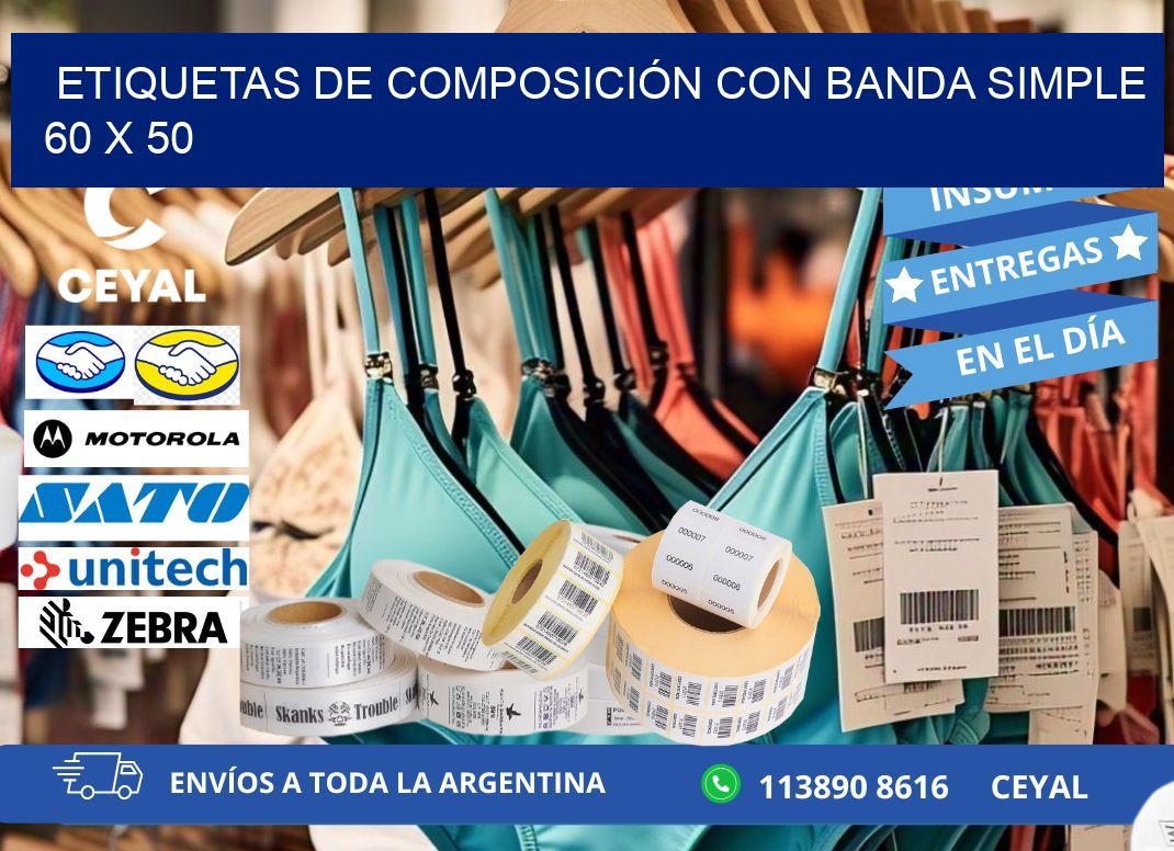 ETIQUETAS DE COMPOSICIÓN CON BANDA SIMPLE 60 x 50