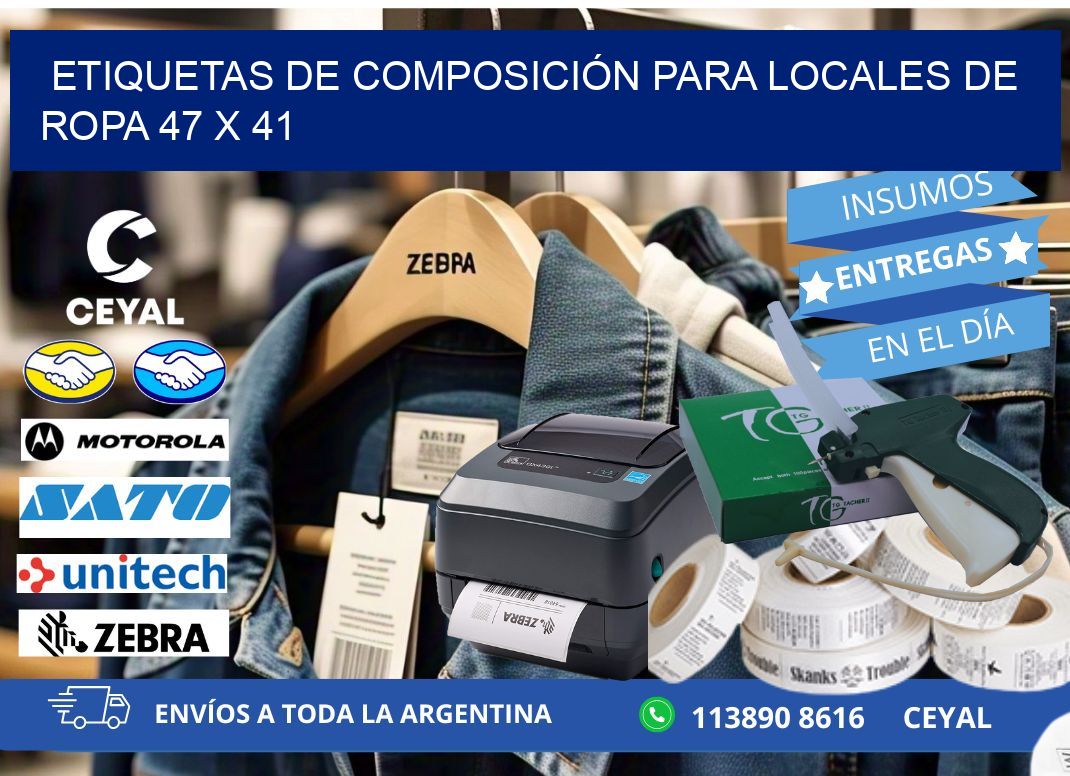 ETIQUETAS DE COMPOSICIÓN PARA LOCALES DE ROPA 47 x 41