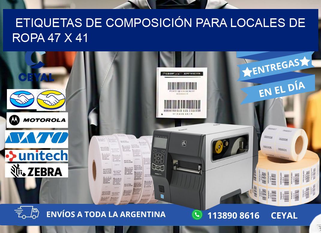 ETIQUETAS DE COMPOSICIÓN PARA LOCALES DE ROPA 47 x 41