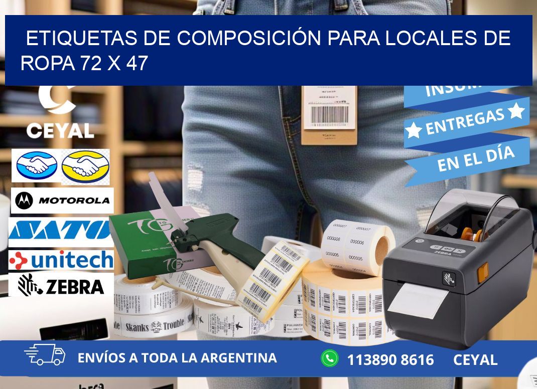 ETIQUETAS DE COMPOSICIÓN PARA LOCALES DE ROPA 72 x 47