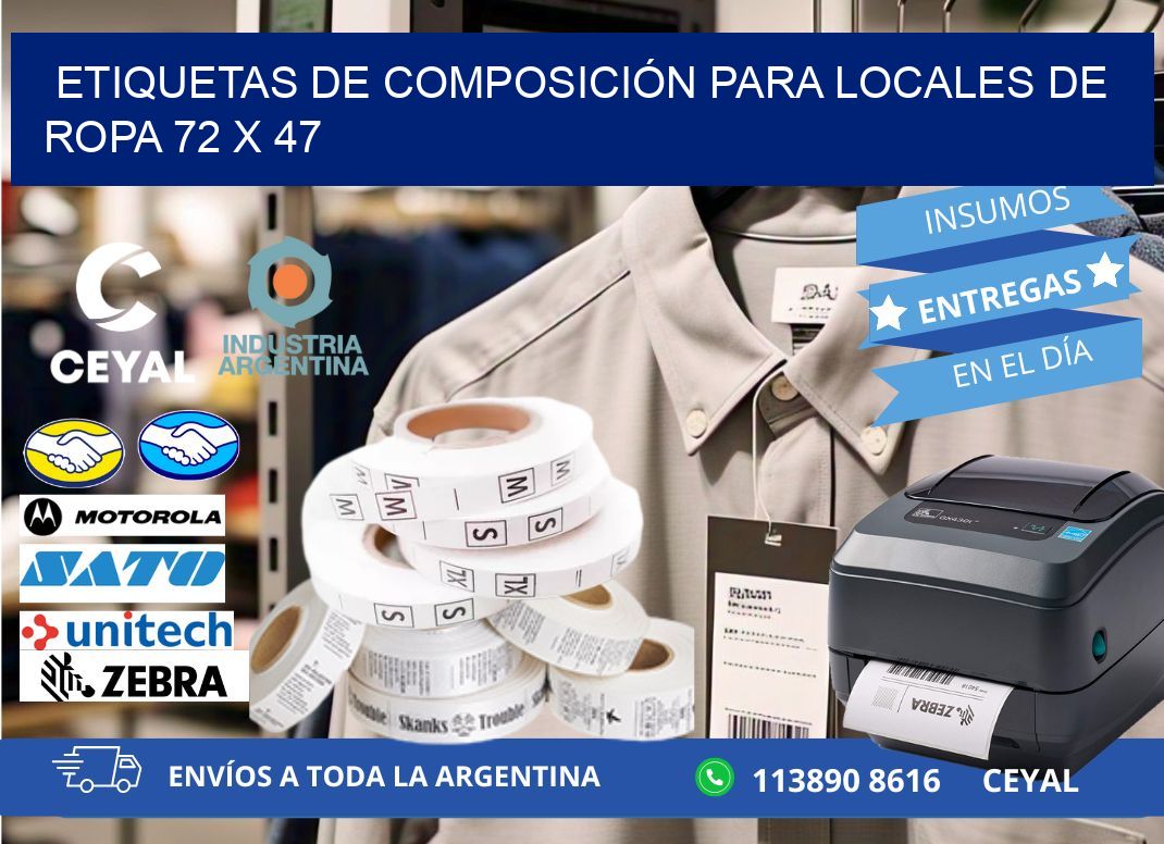 ETIQUETAS DE COMPOSICIÓN PARA LOCALES DE ROPA 72 x 47