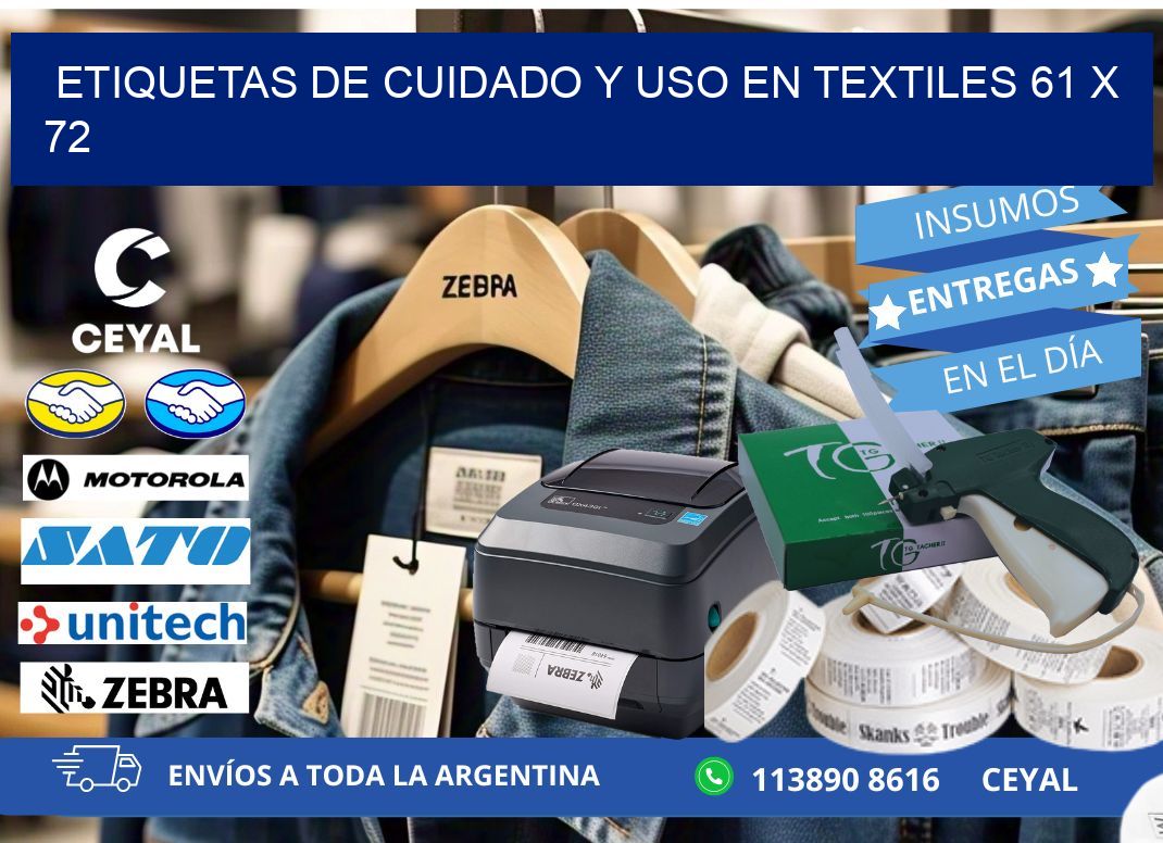 ETIQUETAS DE CUIDADO Y USO EN TEXTILES 61 x 72