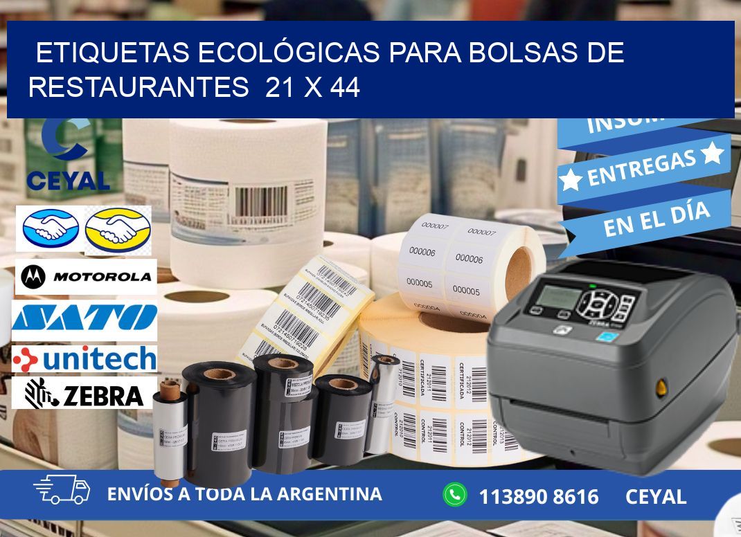 ETIQUETAS ECOLÓGICAS PARA BOLSAS DE RESTAURANTES  21 x 44