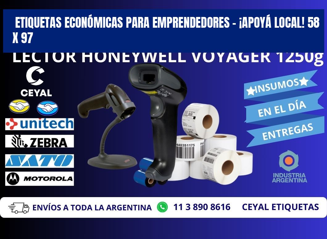 ETIQUETAS ECONÓMICAS PARA EMPRENDEDORES – ¡APOYÁ LOCAL! 58 x 97