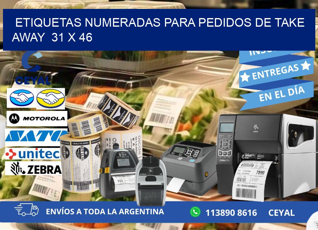 ETIQUETAS NUMERADAS PARA PEDIDOS DE TAKE AWAY 31 x 46